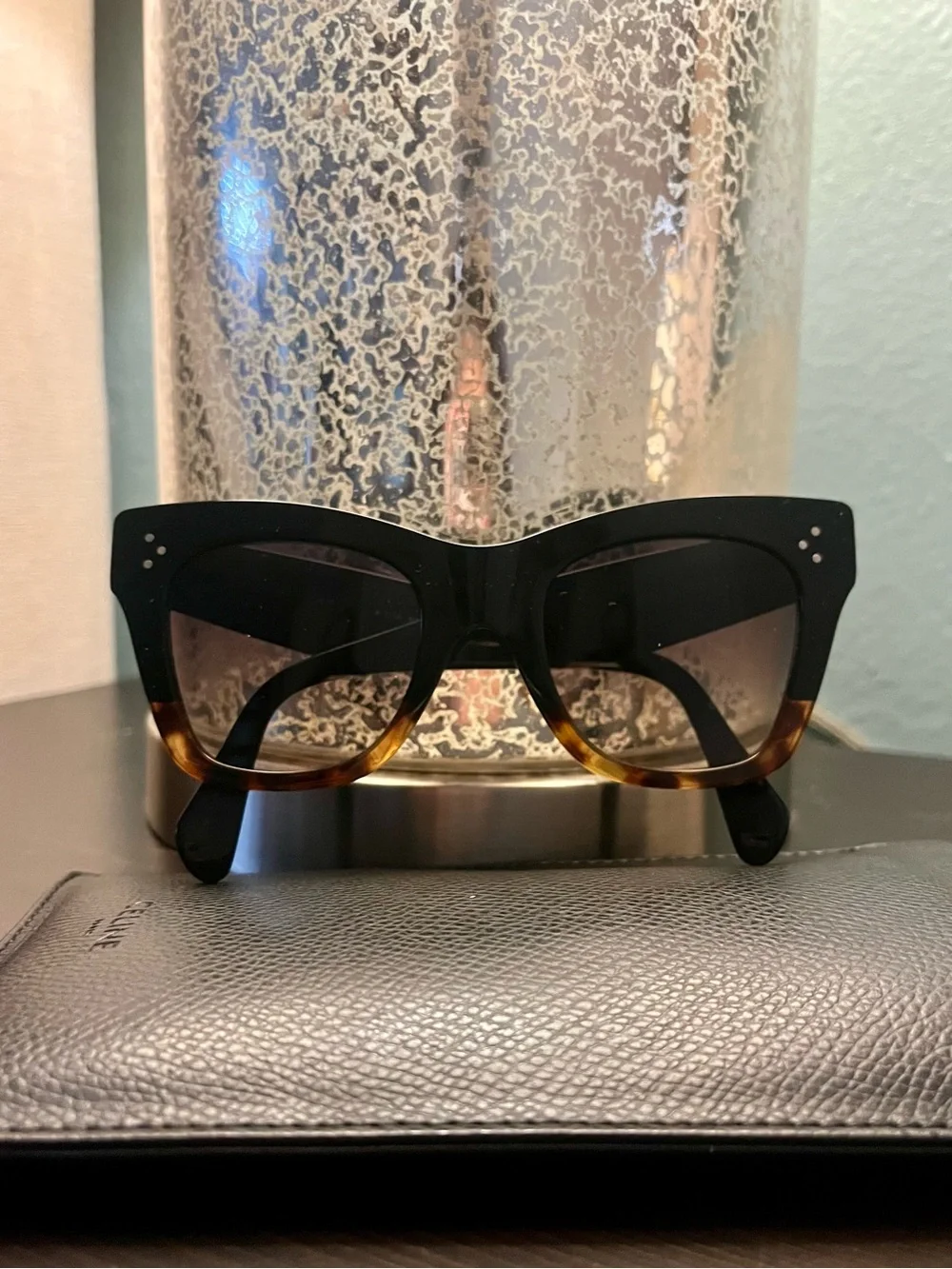Celine Black and Tortoiseshell Cat-Eye Sunglasses